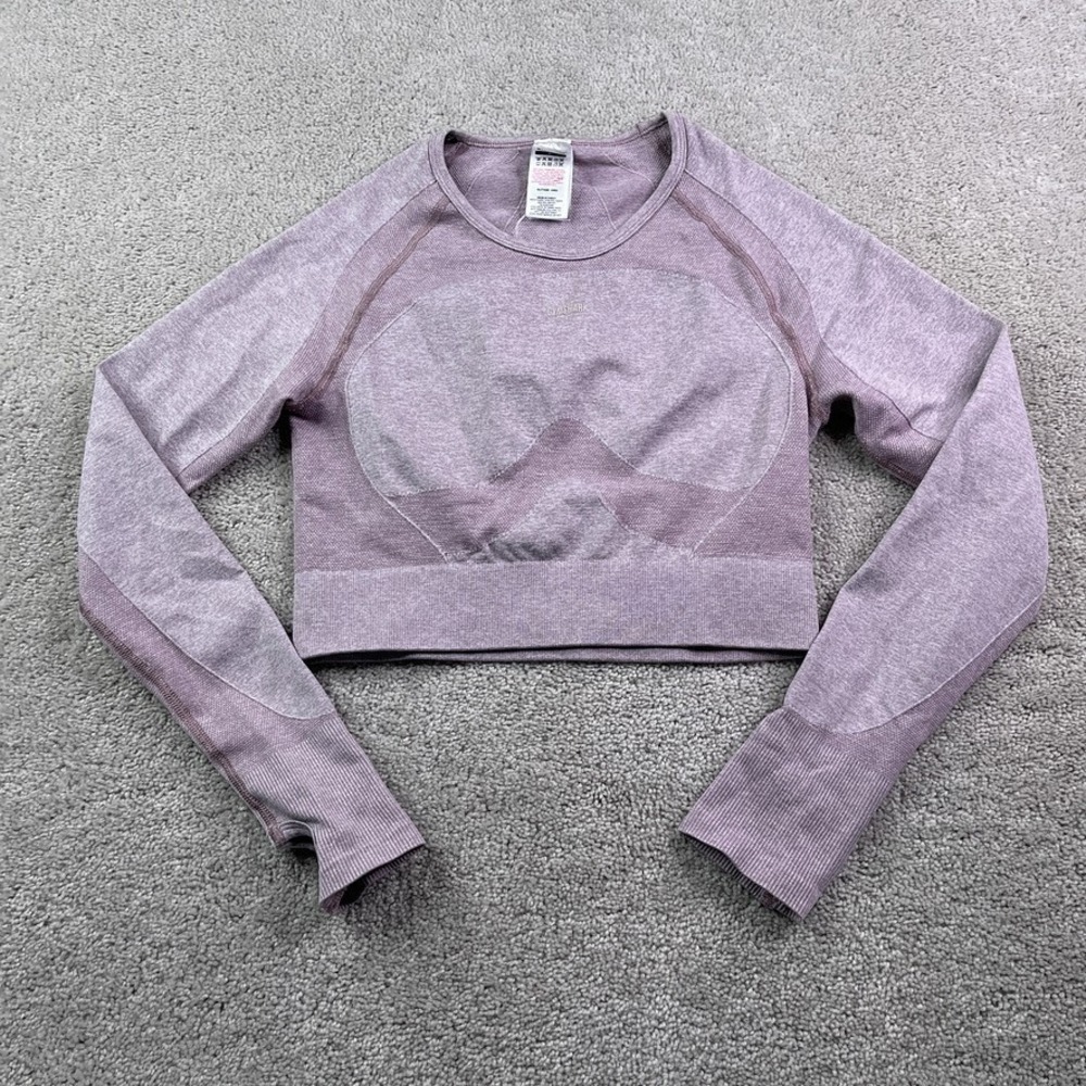 Gymshark Top Womens XL Purple Flex Sports Long Sleeve Crop Workout Gym Running
